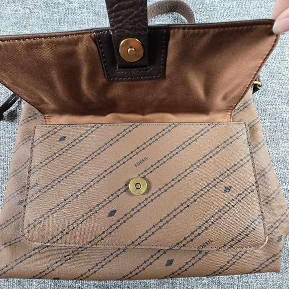 Fossil Women's Kinley Crossbody Bag ZB1643 Two Tone Brown Diagonal - Picture 9 of 15